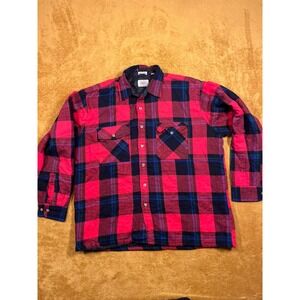 Vintage Midwest Company Mens Flannel Lined Shirt Jacket Red Plaid Size XL